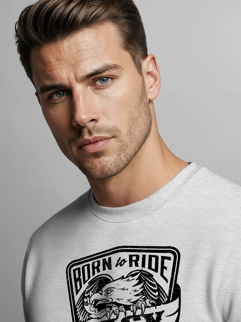 Sweatshirt Herren Born To Ride Easy Rider Biker Rundhals-Pullover