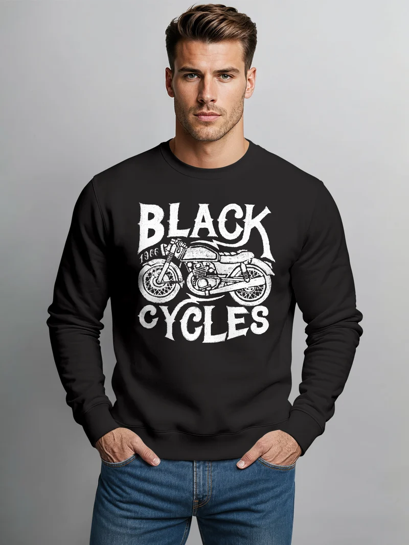 Sweatshirt Herren Motorrad Biker Vintage Retro Rundhals-Pullover