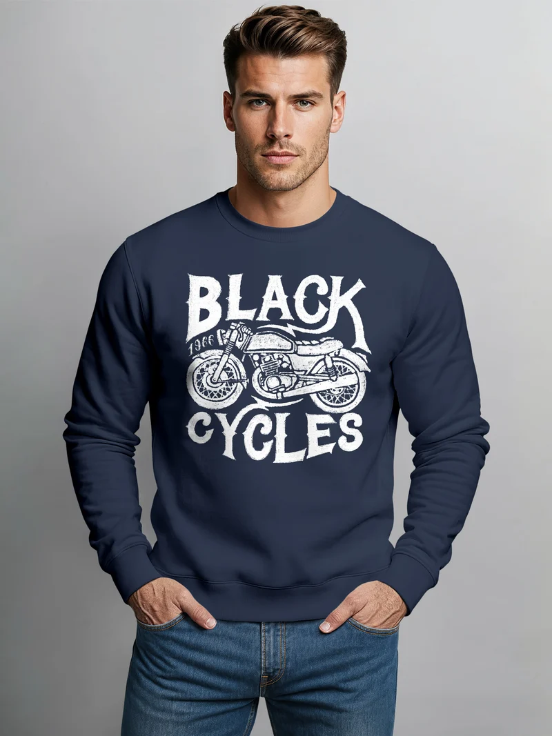 Sweatshirt Herren Motorrad Biker Vintage Retro Rundhals-Pullover