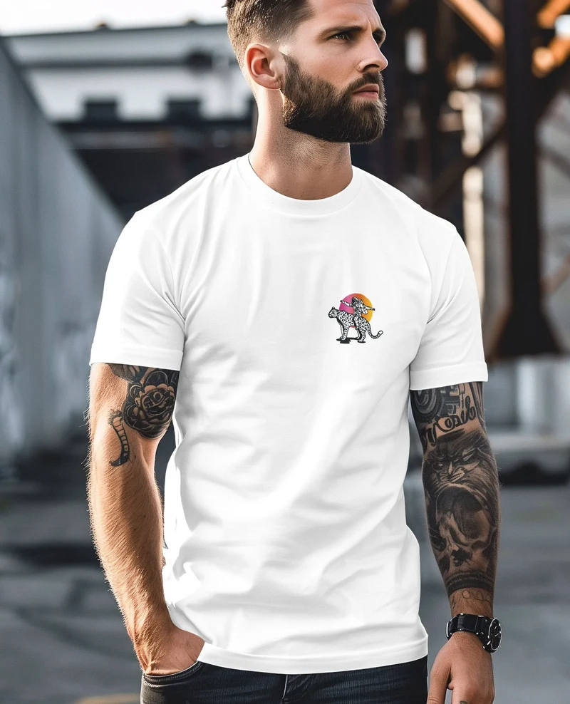 Herren T-Shirt Backprint Rücken-Aufdruck Brustlogo Space Tiger Good Times Fashion Streetstyle