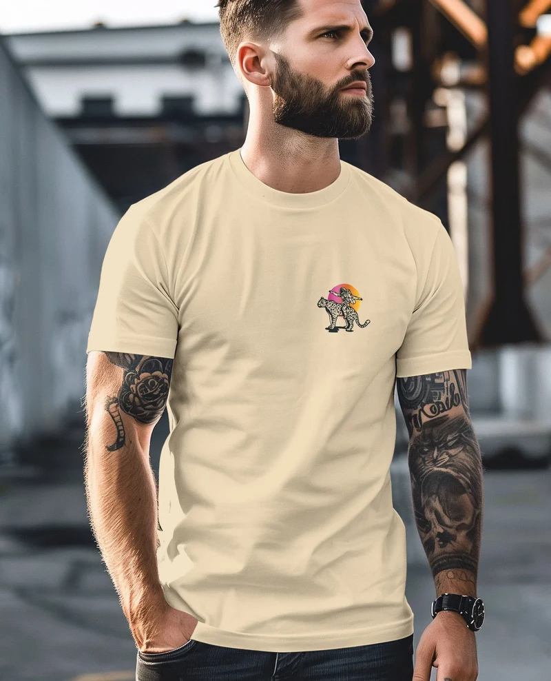 Herren T-Shirt Backprint Rücken-Aufdruck Brustlogo Space Tiger Good Times Fashion Streetstyle