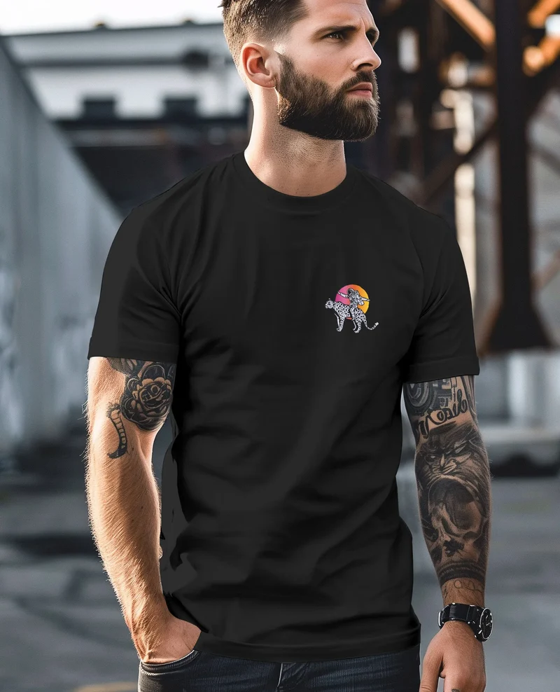 Herren T-Shirt Backprint Rücken-Aufdruck Brustlogo Space Tiger Good Times Fashion Streetstyle