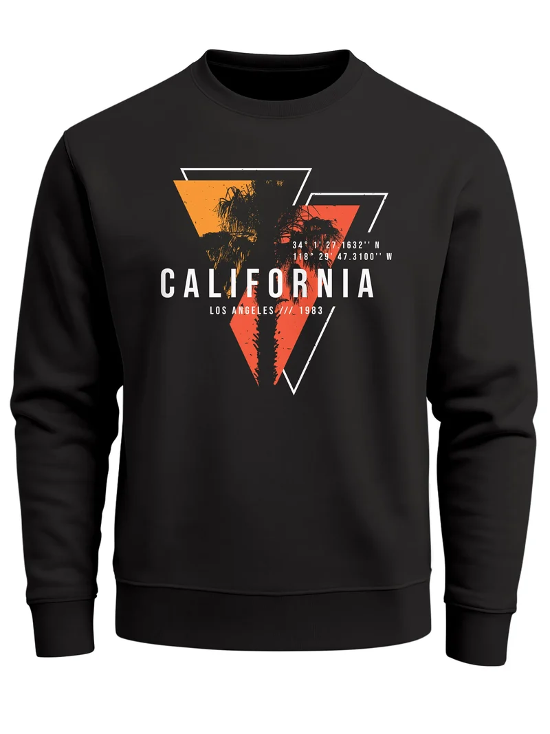 Sweatshirt Herren Palmen Kalifornien Los Angeles USA Rundhals-Pullover Fashion Streetwear
