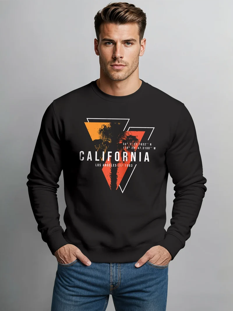 Sweatshirt Herren Palmen Kalifornien Los Angeles USA Rundhals-Pullover Fashion Streetwear