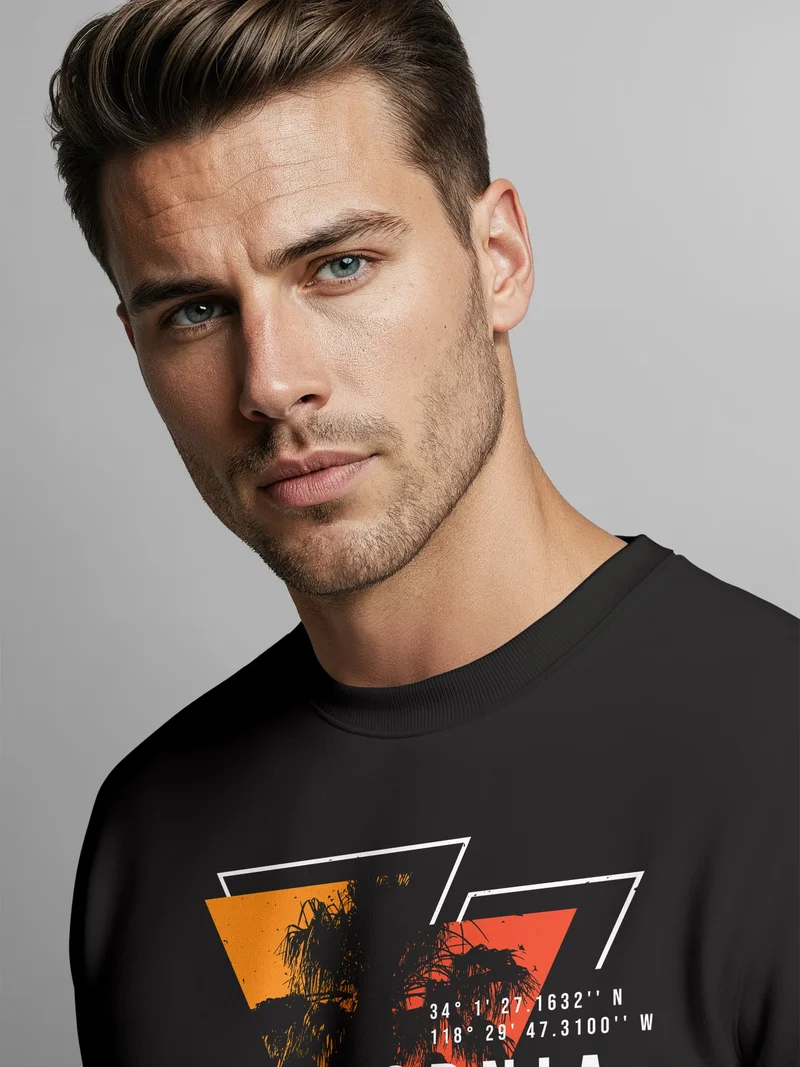 Sweatshirt Herren Palmen Kalifornien Los Angeles USA Rundhals-Pullover Fashion Streetwear