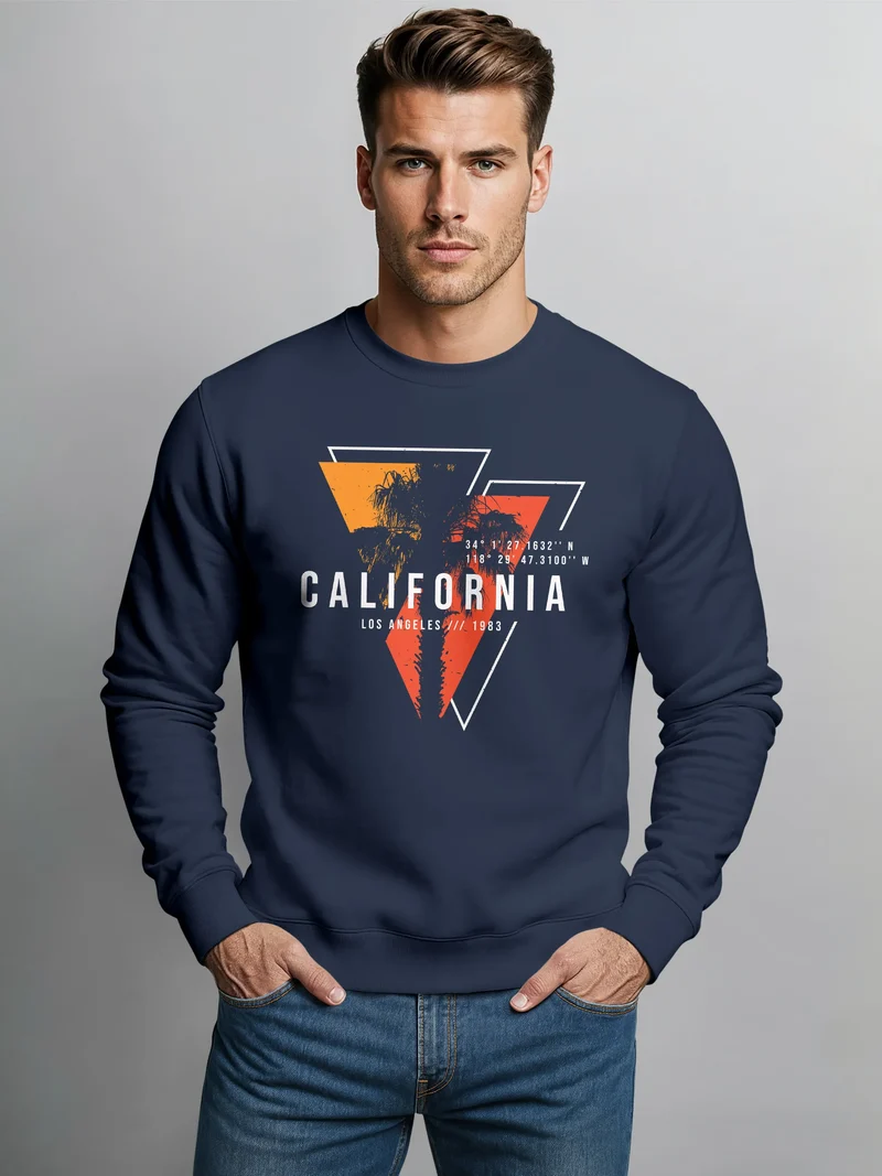 Sweatshirt Herren Palmen Kalifornien Los Angeles USA Rundhals-Pullover Fashion Streetwear
