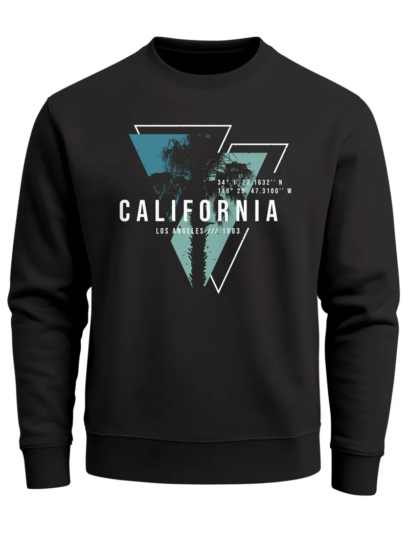 Sweatshirt Herren Palmen Kalifornien Los Angeles USA Rundhals-Pullover Fashion Streetwear