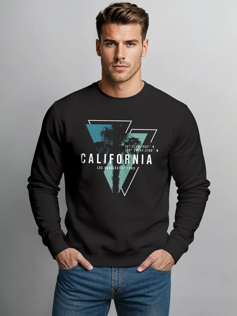 Sweatshirt Herren Palmen Kalifornien Los Angeles USA Rundhals-Pullover Fashion Streetwear