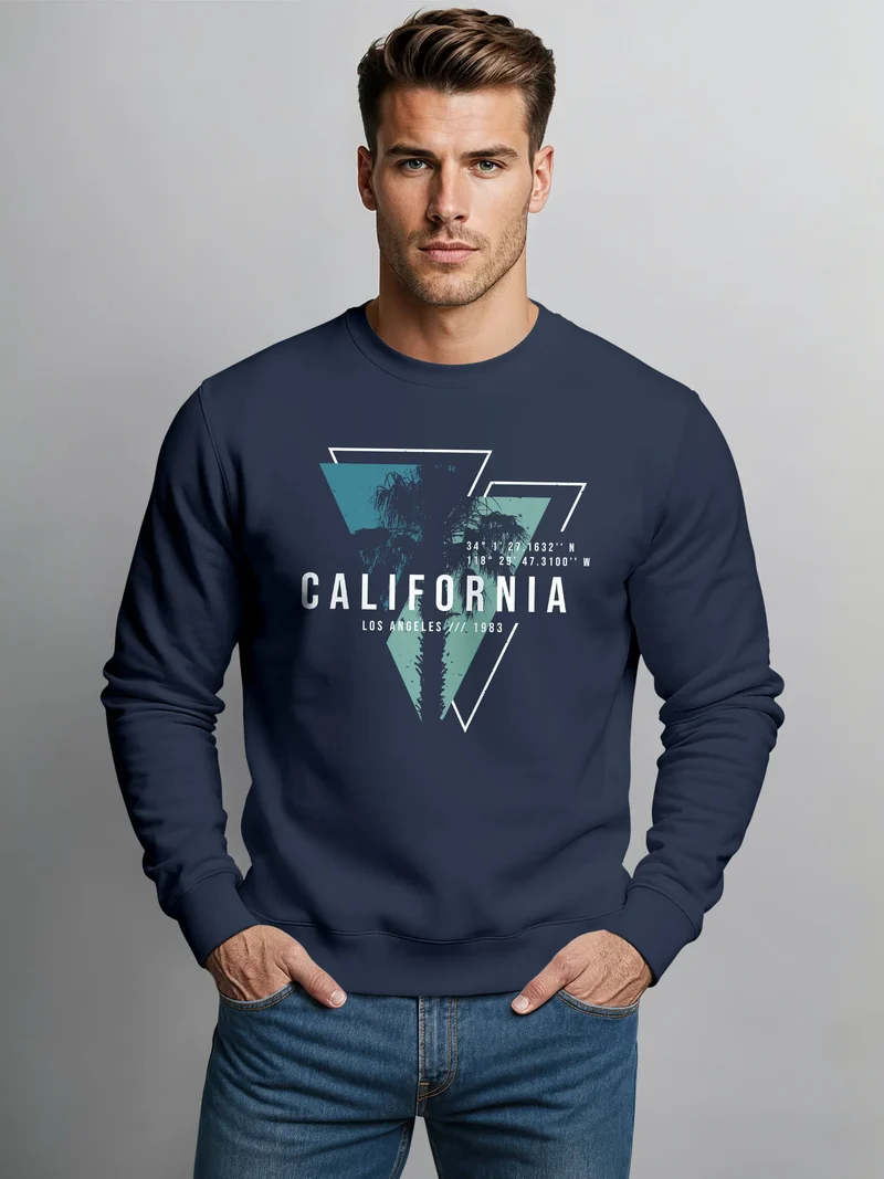 Sweatshirt Herren Palmen Kalifornien Los Angeles USA Rundhals-Pullover Fashion Streetwear