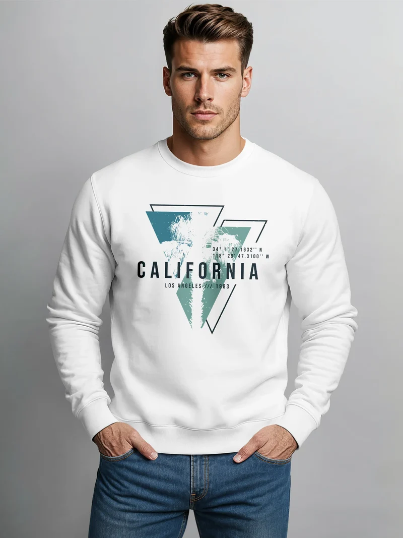 Sweatshirt Herren Palmen Kalifornien Los Angeles USA Rundhals-Pullover Fashion Streetwear