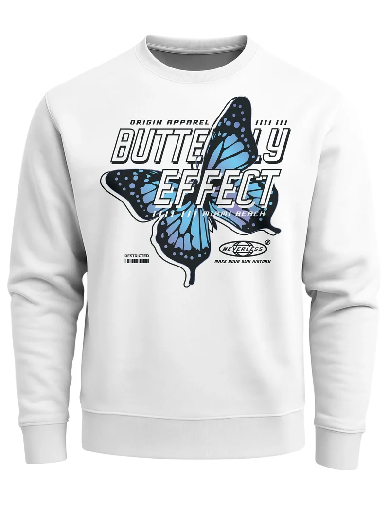 Sweatshirt Herren Bedruckt Schmetterling Butterfly Effekt Techwear Grafik Rundhals-Pullover Fashion Streetwear