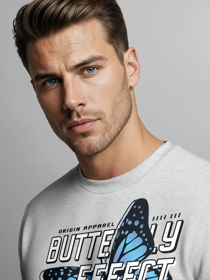 Sweatshirt Herren Bedruckt Schmetterling Butterfly Effekt Techwear Grafik Rundhals-Pullover Fashion Streetwear