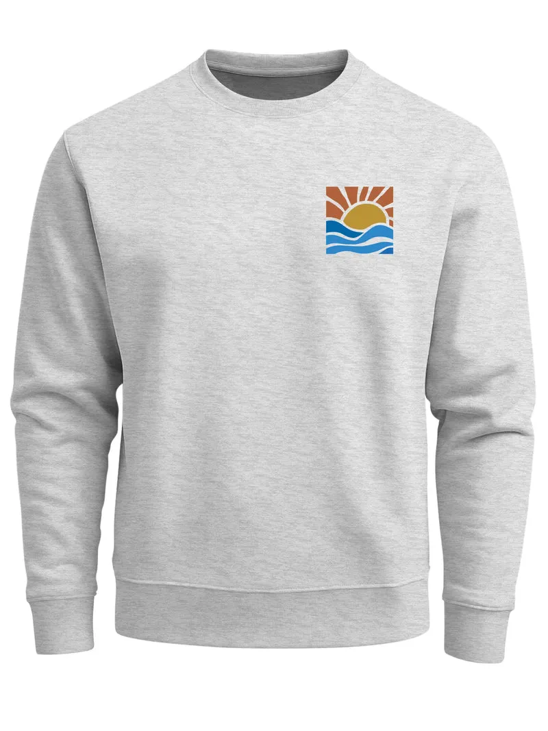 Sweatshirt Herren Logo Print Sommer Sonne Welle Strand Meer Rundhals-Pullover Fashion Streetwear