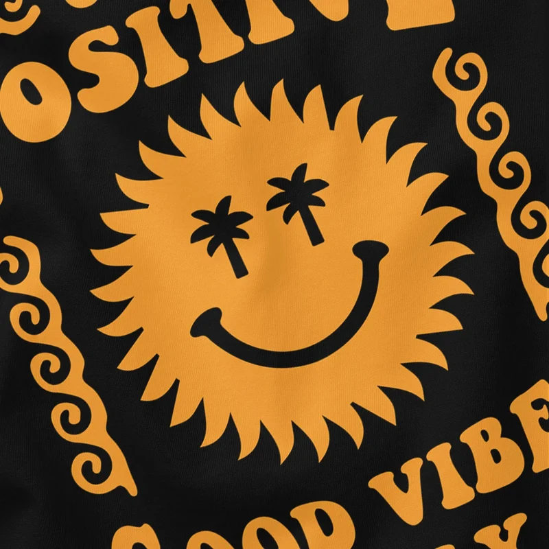 Herren T-Shirt Statement Spruch Stay Positive Good Vibes Only Sonne Smile Sommer Fashion Streetstyle
