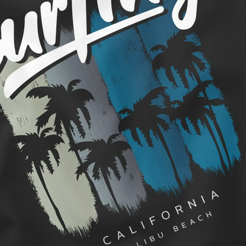 Herren T-Shirt Surfing California Malibu Beach Sommer Strand Palmen Print Aufdruck Fashion Streetstyle