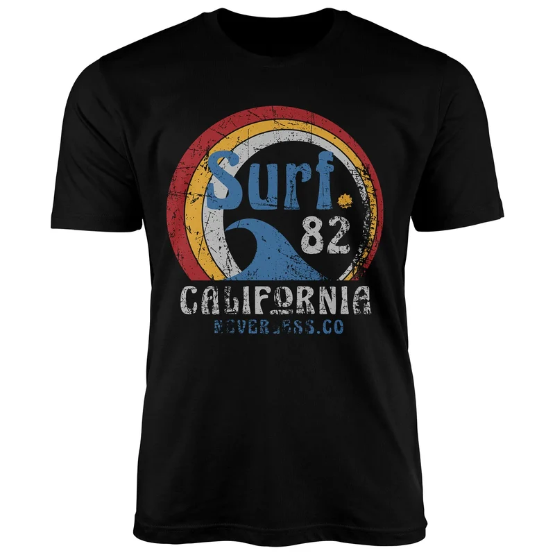 Herren T-Shirt Surf Logo California USA Welle Surfing Style Aufdruck Print Fashion Streetstyle