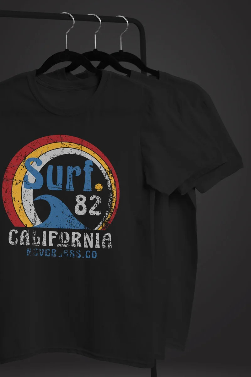 Herren T-Shirt Surf Logo California USA Welle Surfing Style Aufdruck Print Fashion Streetstyle