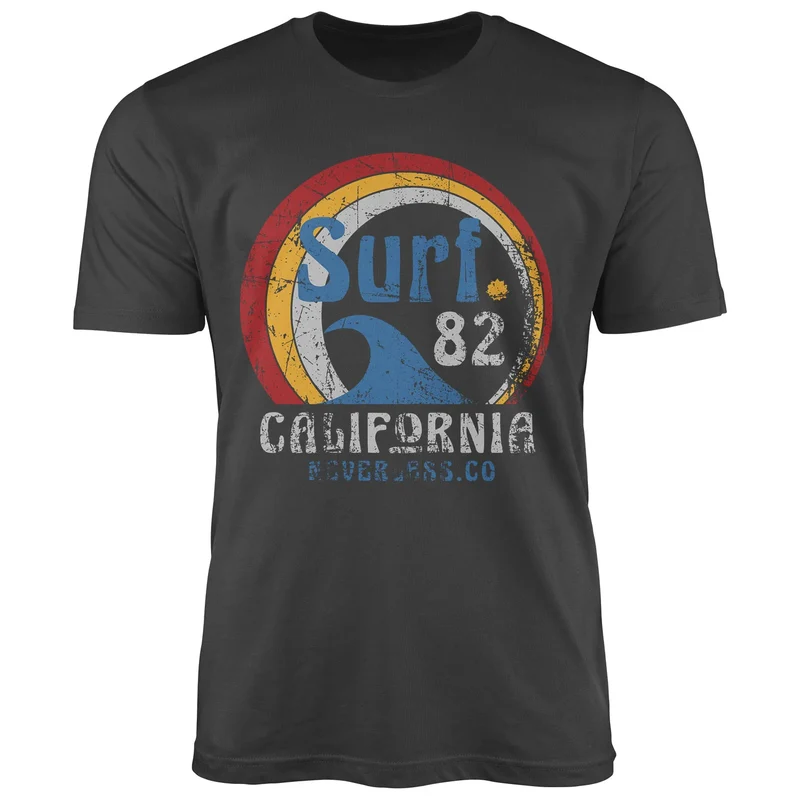 Herren T-Shirt Surf Logo California USA Welle Surfing Style Aufdruck Print Fashion Streetstyle