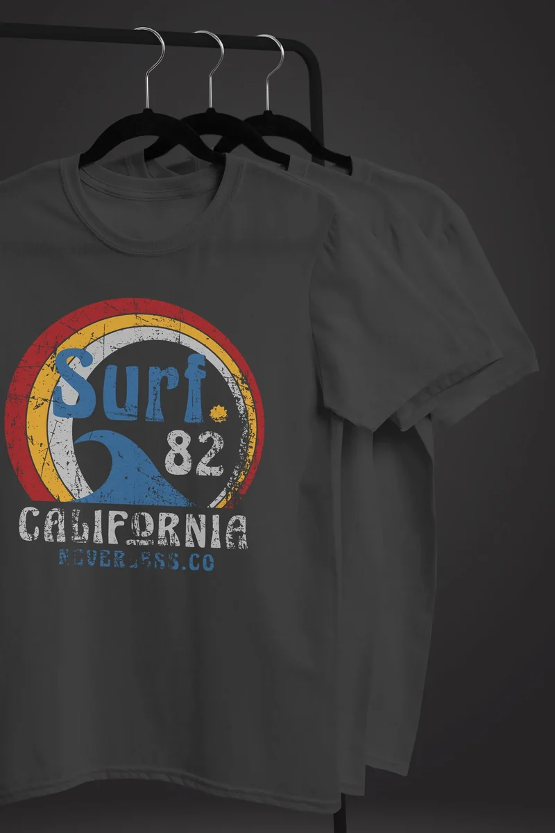 Herren T-Shirt Surf Logo California USA Welle Surfing Style Aufdruck Print Fashion Streetstyle