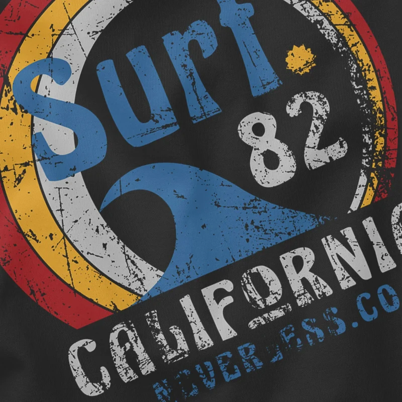 Herren T-Shirt Surf Logo California USA Welle Surfing Style Aufdruck Print Fashion Streetstyle
