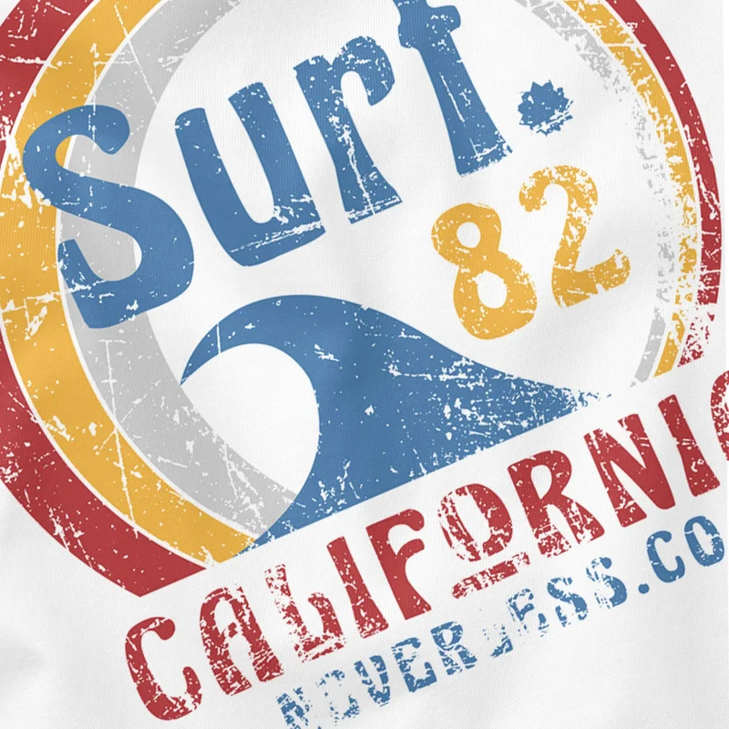 Herren T-Shirt Surf Logo California USA Welle Surfing Style Aufdruck Print Fashion Streetstyle