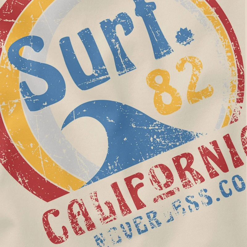 Herren T-Shirt Surf Logo California USA Welle Surfing Style Aufdruck Print Fashion Streetstyle