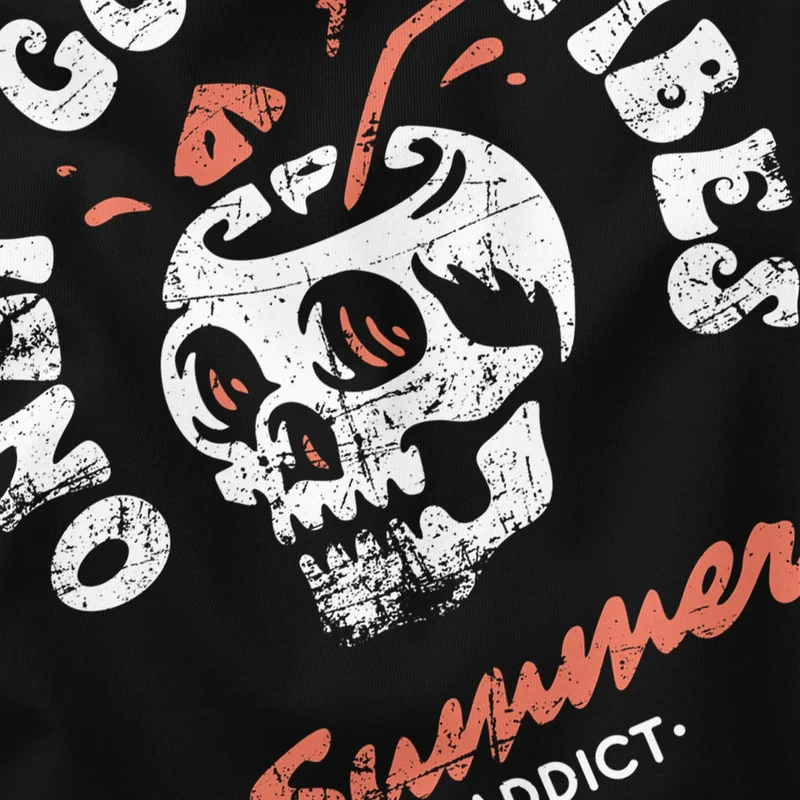 Herren T-Shirt Totenkopf Schrift Only Good Vibes Skull Summer Sommer Retro Vintage Printshirt Fashion Streetstyle