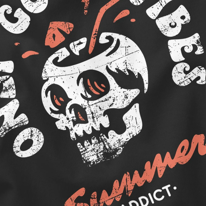 Herren T-Shirt Totenkopf Schrift Only Good Vibes Skull Summer Sommer Retro Vintage Printshirt Fashion Streetstyle