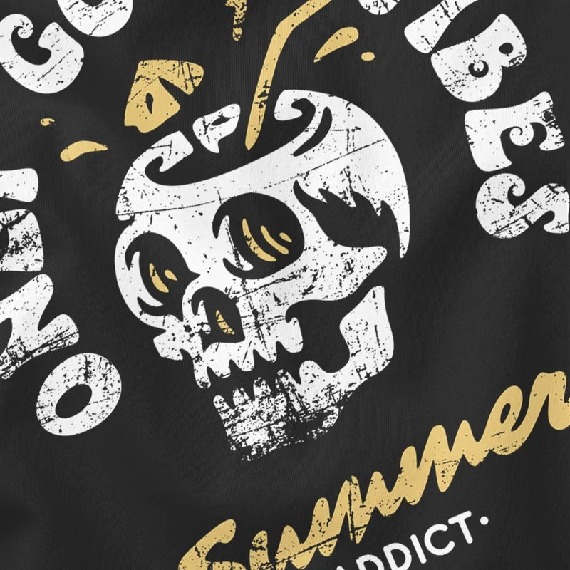 Herren T-Shirt Totenkopf Schrift Only Good Vibes Skull Summer Sommer Retro Vintage Printshirt Fashion Streetstyle