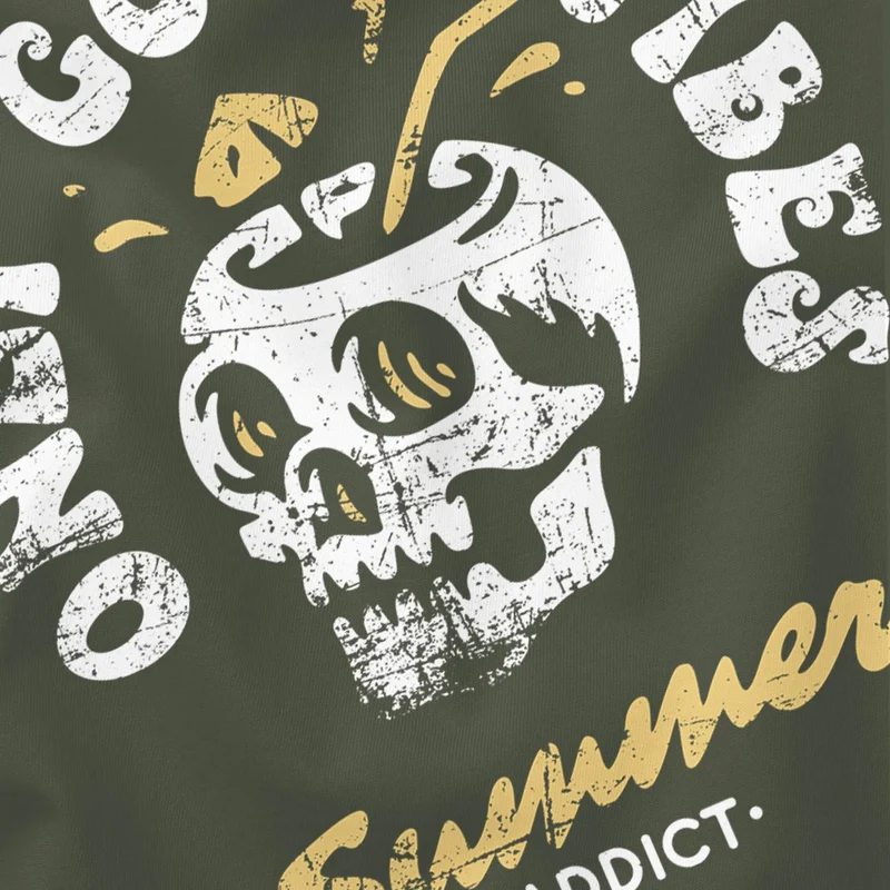 Herren T-Shirt Totenkopf Schrift Only Good Vibes Skull Summer Sommer Retro Vintage Printshirt Fashion Streetstyle