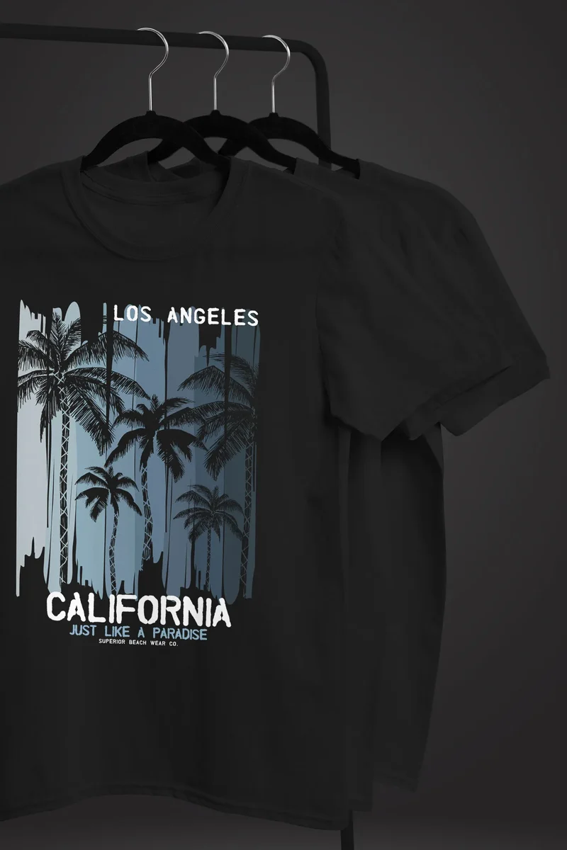 Herren T-Shirt Los Angeles California USA Sommer Bedruckt Aufdruck Print Surfing Fashion Streetstyle