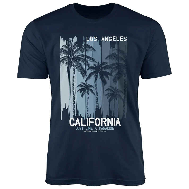 Herren T-Shirt Los Angeles California USA Sommer Bedruckt Aufdruck Print Surfing Fashion Streetstyle