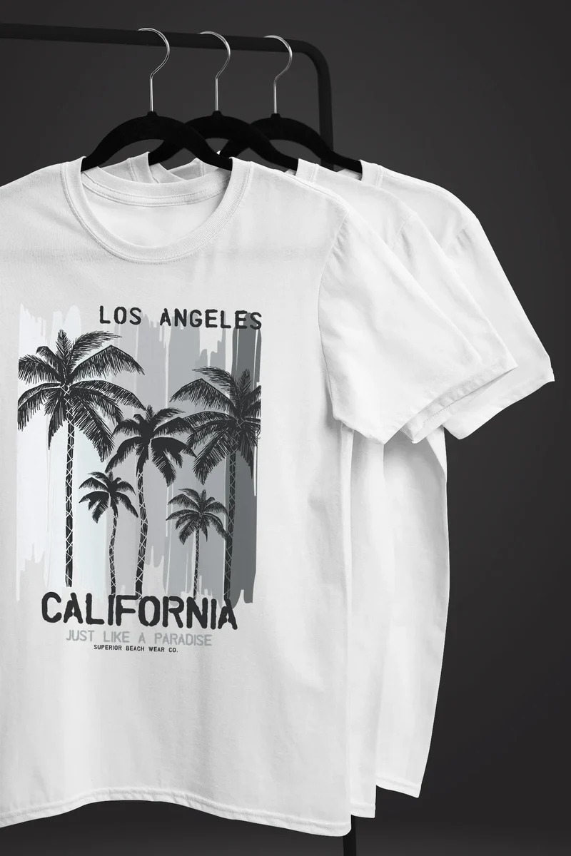 Herren T-Shirt Los Angeles California USA Sommer Bedruckt Aufdruck Print Surfing Fashion Streetstyle