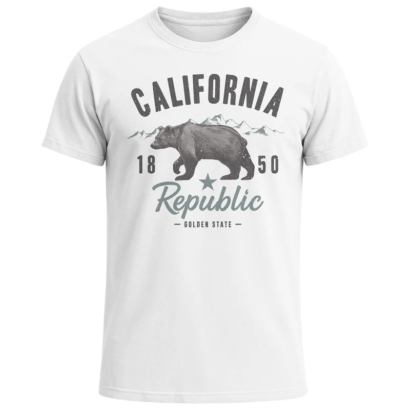 Herren T-Shirt California Sommer Summer Golden State USA Bär Bear Bedruckt Aufdruck Print Fashion Streetstyle