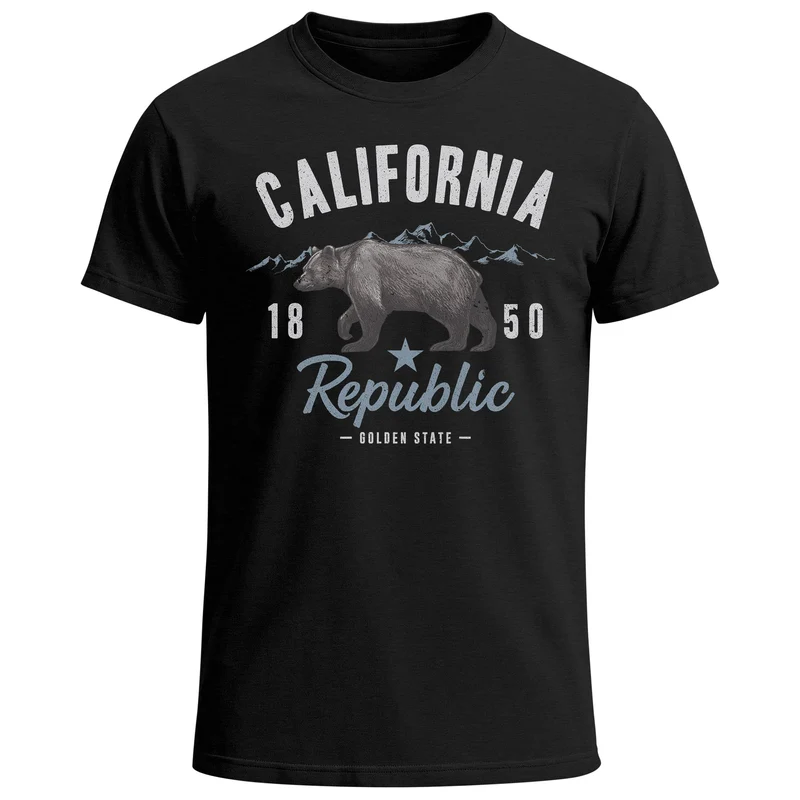 Herren T-Shirt California Sommer Summer Golden State USA Bär Bear Bedruckt Aufdruck Print Fashion Streetstyle