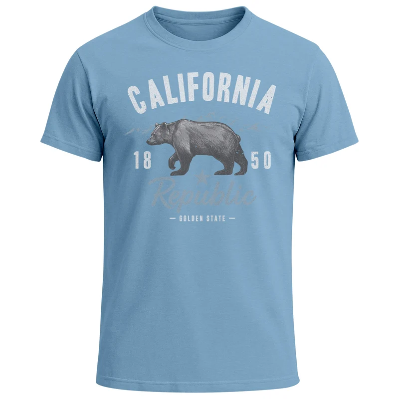Herren T-Shirt California Sommer Summer Golden State USA Bär Bear Bedruckt Aufdruck Print Fashion Streetstyle
