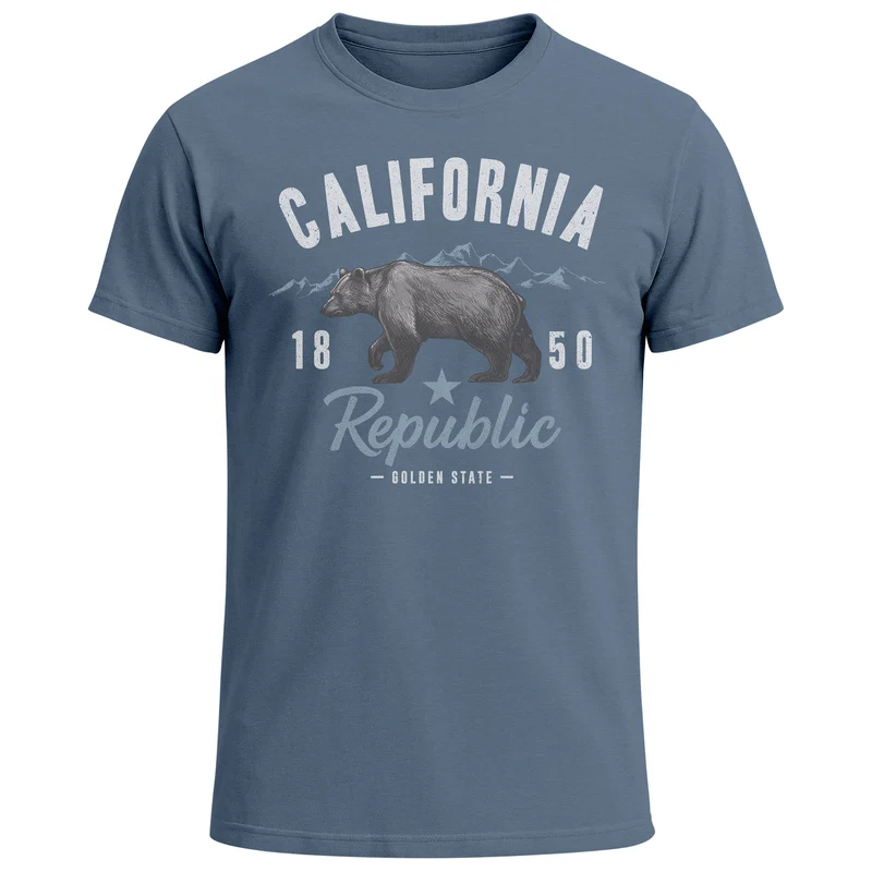 Herren T-Shirt California Sommer Summer Golden State USA Bär Bear Bedruckt Aufdruck Print Fashion Streetstyle