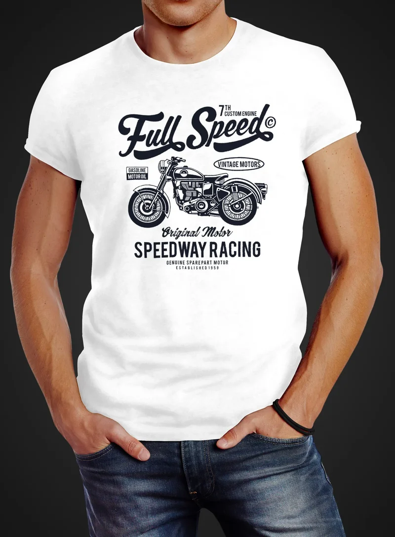Herren T-Shirt Biker Shirt Full Speed Motorrad Slim Fit