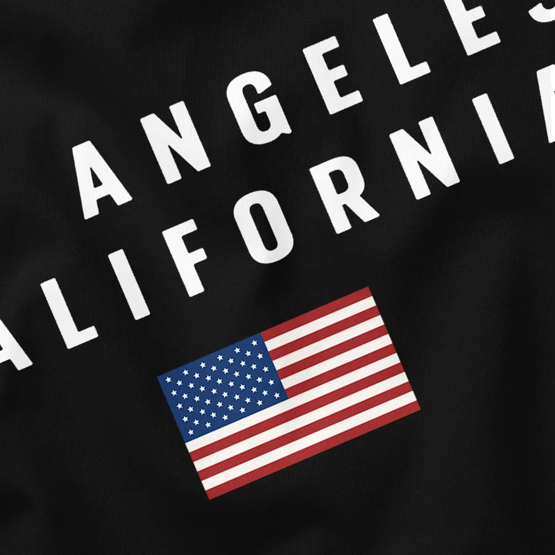 Herren T-Shirt Bedruckt Schriftzug California Los Angeles USA Amerika Flagge Fashion Streetstyle