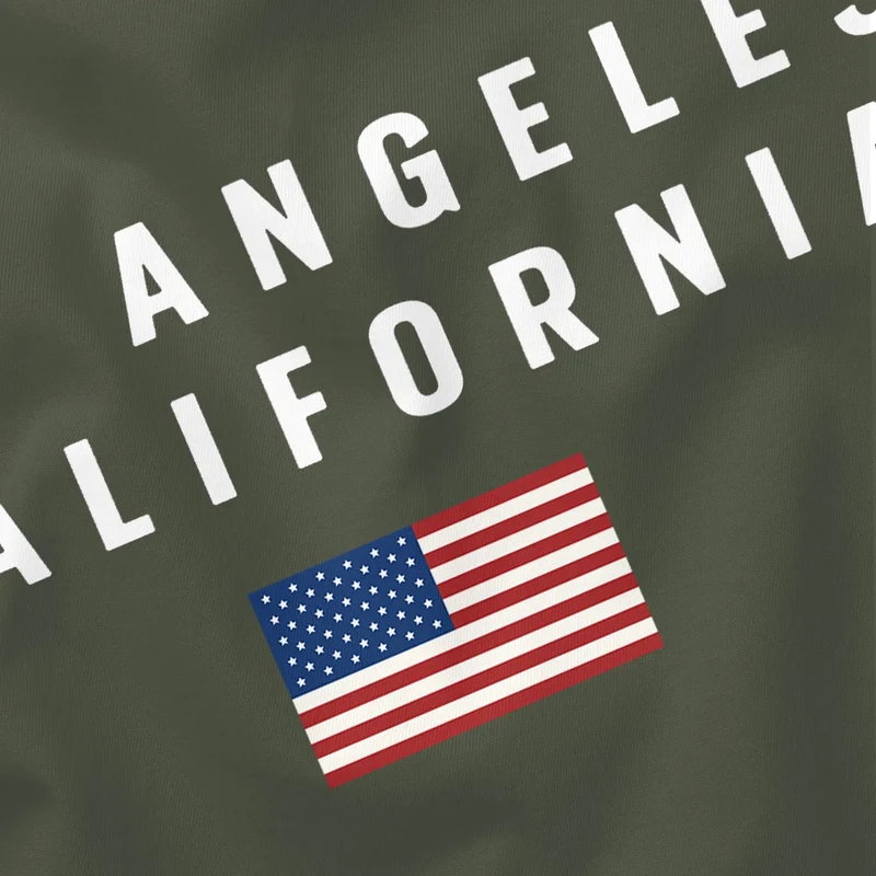 Herren T-Shirt Bedruckt Schriftzug California Los Angeles USA Amerika Flagge Fashion Streetstyle