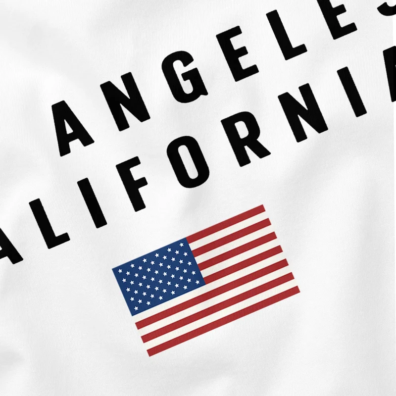 Herren T-Shirt Bedruckt Schriftzug California Los Angeles USA Amerika Flagge Fashion Streetstyle