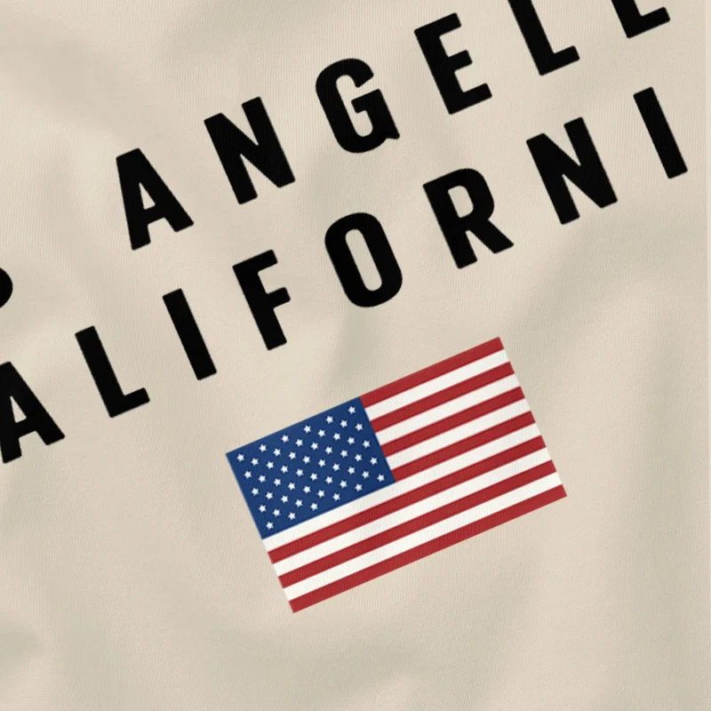 Herren T-Shirt Bedruckt Schriftzug California Los Angeles USA Amerika Flagge Fashion Streetstyle