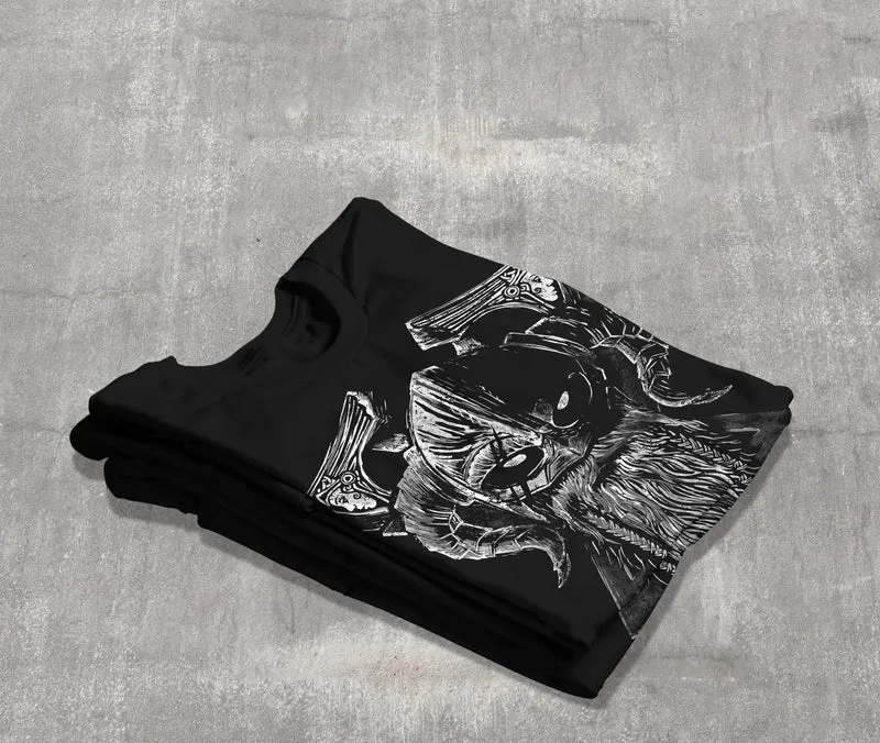 Herren T-Shirt Bedruckt Valhalla Wikinger Odin Wotan Axt Print Muskelshirt Muscle Shirt Fashion Streetstyle