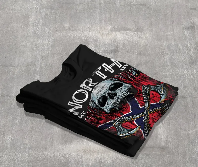 Herren T-Shirt North Wikinger Norwegen Skull Totenkopf Print Aufdruck Fashion Streetstyle