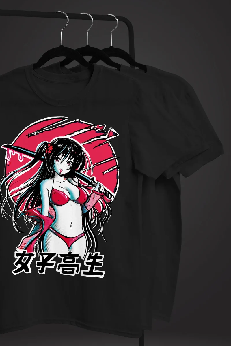 Herren T-Shirt Anime Japan Asien Schriftzeichen Samurai Schwert Muskelshirt Muscle Shirt Fashion Streetstyle