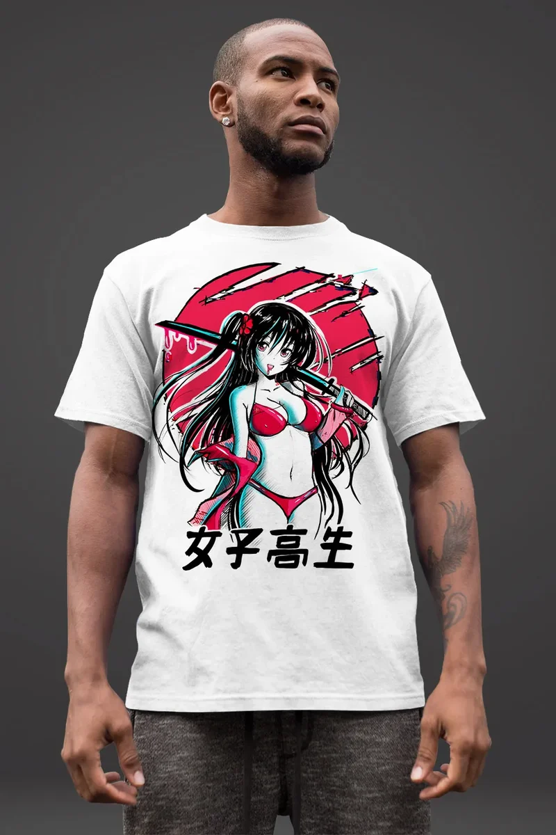 Herren T-Shirt Anime Japan Asien Schriftzeichen Samurai Schwert Muskelshirt Muscle Shirt Fashion Streetstyle