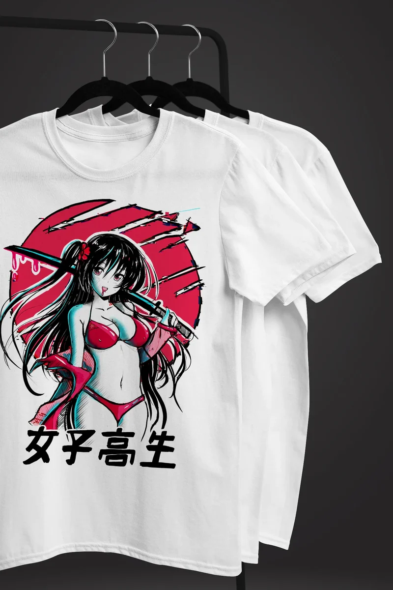 Herren T-Shirt Anime Japan Asien Schriftzeichen Samurai Schwert Muskelshirt Muscle Shirt Fashion Streetstyle