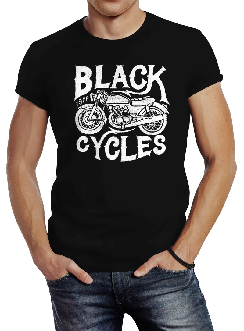 Herren T-Shirt Motorrad Biker Vintage Retro Slim Fit
