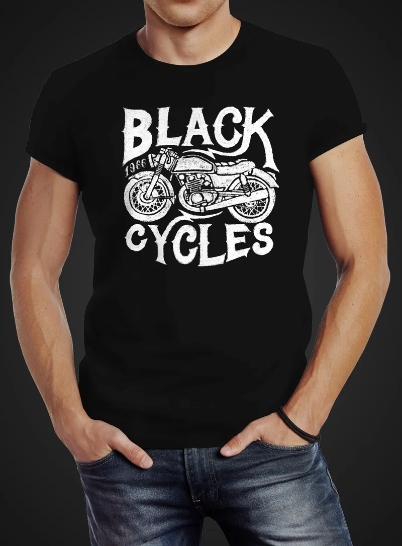 Herren T-Shirt Motorrad Biker Vintage Retro Slim Fit