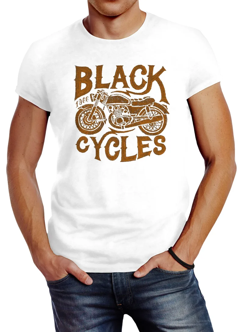Herren T-Shirt Motorrad Biker Vintage Retro Slim Fit